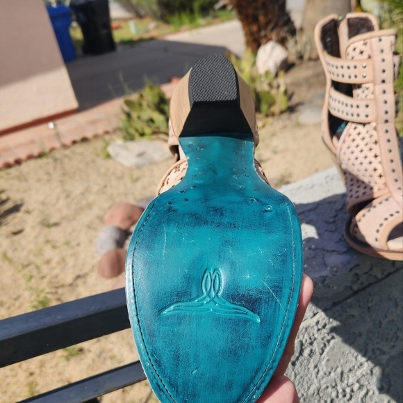 Lane Boots Artesia‎ Cut Out Ankle Bootie Western Cowgirl Beige - Picture 6 of 10